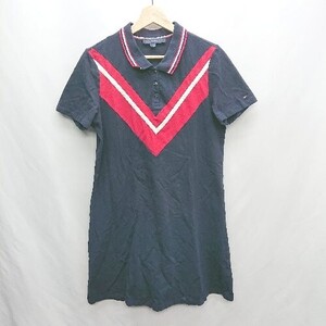 ◇ TOMMY HILFIGER トミーヒルフィガー 膝丈 ワンピース サイズL ネイビー レッド ホワイト レディース E 1406180090340