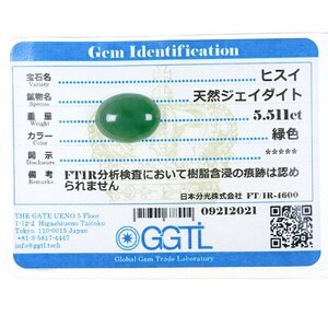 Z_355 ルース 翡翠 5.511ct GGTLソーティング付き