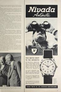 稀少・時計広告！1957年ニバダ 時計広告/Nivada Antarctic Watch/Swiss/W