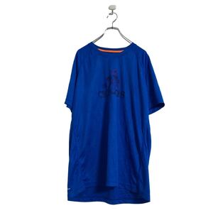 adidas 半袖 プリント Tシャツ XL ブルー アディダス クライマライト クルーネック 古着卸 アメリカ仕入 a605-5067