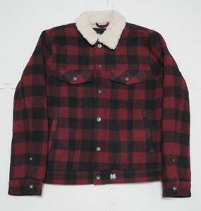  DEUS EX MACHINA MIKEY PLAID TRUCKER 赤黒 XL デウス ボア チェック ウール ジャケット　