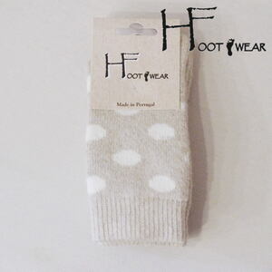 ◆30%OFF◆H FOOTWEAR ポルトガル製 ドット柄ウールソックス 水玉 レディース 靴下 ベージュ 新品 秋冬 あったか オシャレ