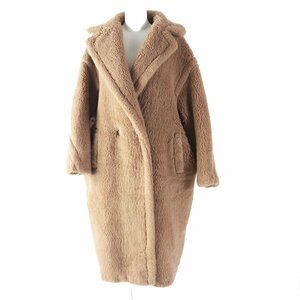 極美品◎Max Mara マックスマーラ テディベアコート 白タグ キャメル シルク コート ライトブラウン S イタリア製 正規品 レディース