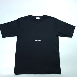 美品 SAINT LAURENT サンローラン ロゴ 半袖Tシャツ カットソー 黒 460876 YB2DQ メンズ レディース S