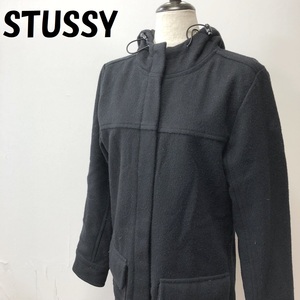 【人気】STUSSY/ステューシー フード付き コート 比翼 ブラック サイズM レディース/S1078