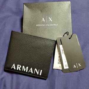 エンポリオ・アルマーニ エクスチェンジ EMPORIO ARMANI 2つ折り財布 正規品 新品.未使用 激安スタート 売り切り ブラック レザー 黒