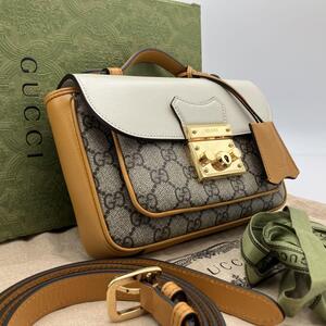 未使用級◎2way◎付属品完備◎GUCCI グッチ ミニバッグ ショルダーバッグ パドロック GGスプリームキャンバス 658487 520981 クロシェット