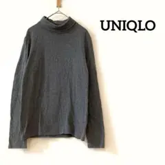 ユニクロ　UNIQLO タートルネックカットソー　長袖　トップス　グレー　M