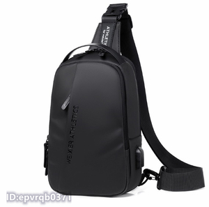 ボディバッグ 斜め掛けバッグ 新品 メンズ ワンショルダーバッグ 多機能 軽量 収納鞄 USBポートリュックサック 防水加工 /黒 