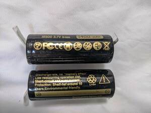 リチウムイオン バッテリー 充電池18500 3.7V 1400mAh　タブ付 2個セット (BRAUN シェーバシリーズ７,9交換等） 
