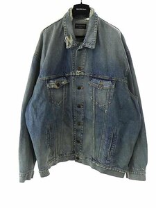 BALENCIAGA バレンシアガ 23SS PATCHED DESTROYED JACKET デストロイダメージ オーバーデニムジャケット ACID BLUE 3 ITSDGPVF7NP2