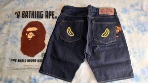 A BATHING APE BABY MILO EMBROIDERED DENIM SHORTS M size