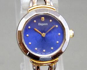 EU-9474■Elegance エレガンス レディース腕時計 2針 青文字 中古