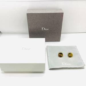 Christian Dior クリスチャンディオール ロゴ ピアス サークル プレート ゴールドカラー ヴィンテージ 箱 保存袋付き