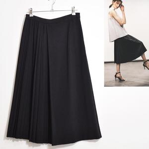 極美品 定価35,200円 セオリー Theory 2019AW New Poly Pleat / Wrap Pleat Skirt アシンメトリー プリーツスカート ラップスカート 黒