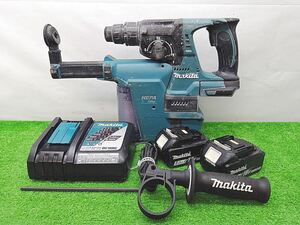 中古品 makita マキタ 24mm 18V 充電式ハンマドリル 集じんシステム付 6.0Ahバッテリ×2付 黒 HR244DGXVB