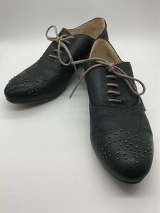 ■【YS-1】 クラークス Clarks 靴 ■ スタッズシューズ 本革 レザー 黒系 24cm ヒール高2cm 【同梱可能商品】K■