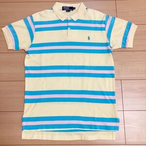 USA製 90’S ポロラルフローレン ボーダー 半袖 ポロシャツ Mサイズメンズ POLO RALPHLAUREN MADE IN USA M レトロボーダー　プレッピー