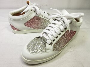 極美品 【ジミーチュウ JIMMY CHOO】 ラメ装飾 グリッター スニーカー 靴 (レディース) size36 白×シルバー×ピンク □30LZ4627□