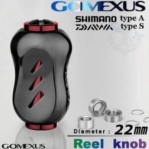 Gomexus【ゴメクサス】 チタン製/GALAXY/ハンドルノブ/リール/22mm /ブラックレッド/ヴァンフォード/16ストラディック/レグザ/セフィアBB