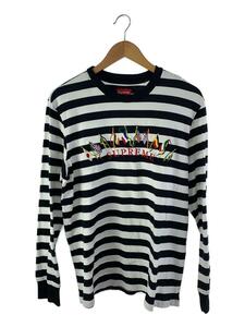 Supreme◆19AW/FLAGS L/S TOP/長袖Tシャツ/S/コットン/BLK/ボーダー