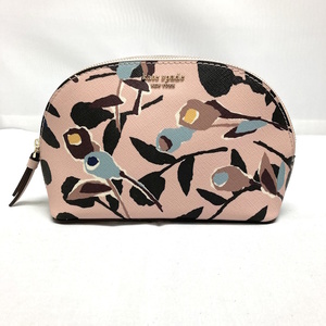 美品 kate spade 化粧ポーチ 花柄 ピンクベージュ WLRU5537 [jgg]