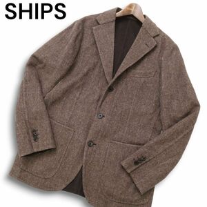 美品★ SHIPS シップス 秋冬 ウール100％★ ツイード ヘリンボーン テーラード ジャケット Sz.50　メンズ 大きいサイズ　C4T09335_A#N