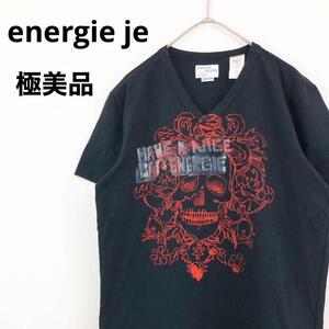 【極美品】energie エナジー　半袖シャツ　ガイコツ　骸骨　ビッグプリント