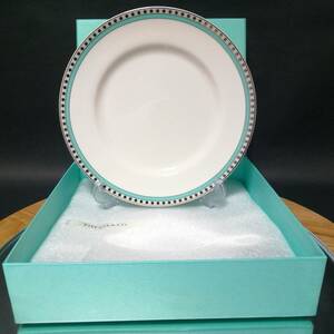 18CM 未使用◇自宅保管 ティファニー プラチナブルーバンド デザートプレート TIFFANY&Co. 化粧箱付