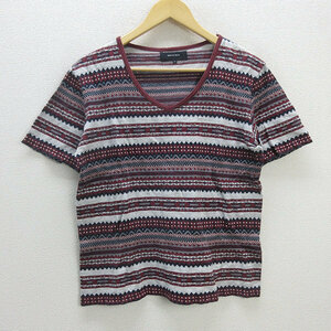 G■シップス/SHIPS JET BLUE VネックTシャツ【L】赤系/men