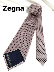 ゼニア Zegna ネクタイ ピンク系　水玉 ドット柄　ナロータイ 送料185円（追跡付）〜　ブランドネクタイ