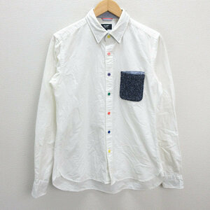 z■ビームス/BEAMS HEART 長袖シャツ カラフルボタン【L】白/men