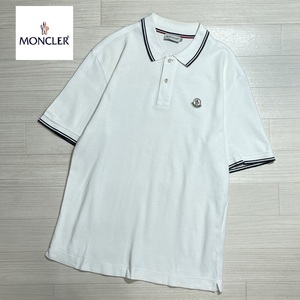 MONCLER/モンクレール/MAGLIA POLO/マグリアポロ/胸ワンポイント/ロゴワッペン/鹿の子/ポロシャツ/ホワイト/襟・袖ライン/半袖/Mサイズ