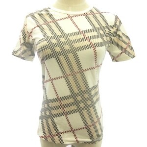 バーバリー ロンドン BURBERRY LONDON Ｔシャツ カットソー ノバチェック ストレッチ有 白 ホワイト 1 約S IB52 レディース