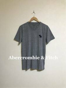 【新品】 Abercrombie & Fitch BIG ICON V NECK TEE アバクロンビー&フィッチ ビッグ アイコン Vネック Tシャツ サイズM 180/96A 半袖 灰色