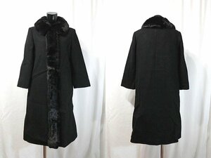 ◆USED◆ ミュウミュウ ◆ レディース コート カシミア混 ミンク襟 ブラック サイズ38