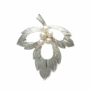 1円スタート 美品 MIKIMOTO ミキモト パール ブローチ 真珠 pearl SILVER シルバー S刻印 M刻印 5P 5粒 アクセサリー レディース