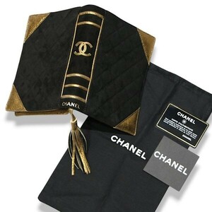 良品 ◆超レア◆ 正規品 CHANEL シャネル ブック型 クラッチ バッグ フリンジ タッセル ブラック × ゴールド イタリア製