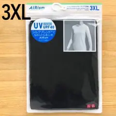 エアリズム　シルクブレンド UVカット クルーネックT　黒 3XL　ユニクロ ①