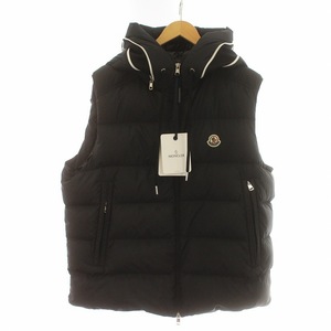 未使用品 モンクレール MONCLER 23AW CARDAMINE カルダミン ダウンベスト フード ロゴ ジップアップ 6 XXL 黒 ブラック ■GY18 /MQ メンズ