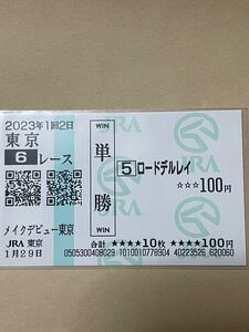 ロードデルレイ メイクデビュー東京 つばき賞 単勝100円馬券 現地