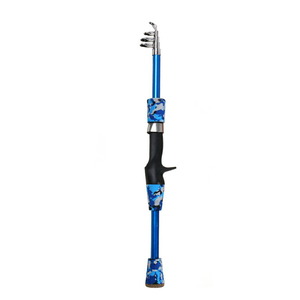 伸縮式 釣り竿 ロッド 1.3m ブルー コンパクトロッド 携帯型 フィッシング 釣具 迷彩柄 sl999-bl