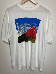 富嶽三十六景 葛飾北斎 シングルステッチTシャツ 白 LL【管理番号B89】