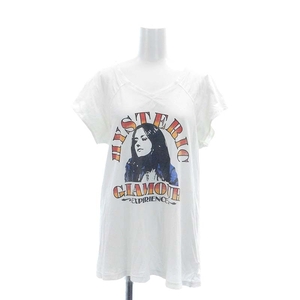 ヒステリックグラマー HYSTERIC GLAMOUR Vネック ガールプリント 半袖カットソー F 白 黒 赤 /MI ■OS レディース