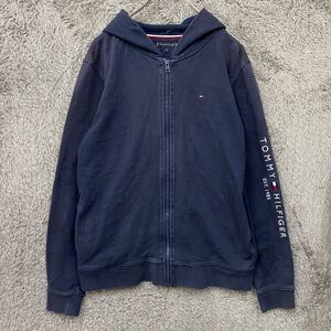 TOMMY HILFIGER トミーヒルフィガー スウェット パーカー ジップアップ ネイビー 紺色 メンズ トップス 最落なし （P7）