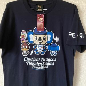 ドアラTシャツ 楽天イーグルス×中日ドラゴンズ　Mサイズ　半袖 紺色　交流戦　コラボグッズ　応援Tシャツ　タグ付き