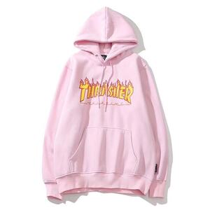 メンズ レディース THRASHER フーディーパーカー プルオーバー ピンク 2XL カジュアル ストリート 人気 y2k スウェットアウター インポート