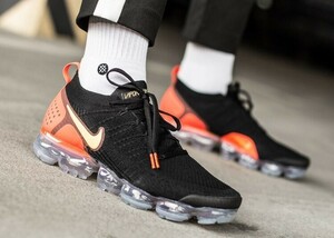 ★人気 箱付き NIKE AIR VAPORMAX FLYKNIT 2 ブラック レーザーオレンジ 27 ナイキ ヴェイパーマックス ブランド ストリート スニーカー