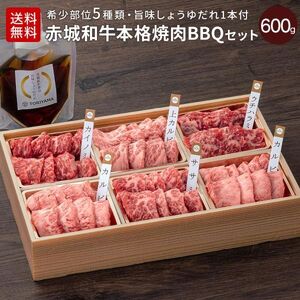 焼き肉 ギフト 赤城和牛 本格 焼肉 BBQ セット 600g 旨味しょうゆだれ付 上カルビ、カイノミ ササミ ウチハラミ カルビ 送料無料 冷凍