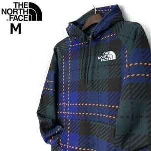 1円～!売切!【正規新品】THE NORTH FACE◆W HOLIDAY HOODIE パーカー US限定 上質 男女兼用 アウトドア (M)青 緑 チェック柄 181130-35